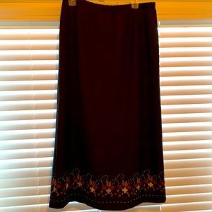 Pendleton wool skirt  Brown flower appliqué size 14
